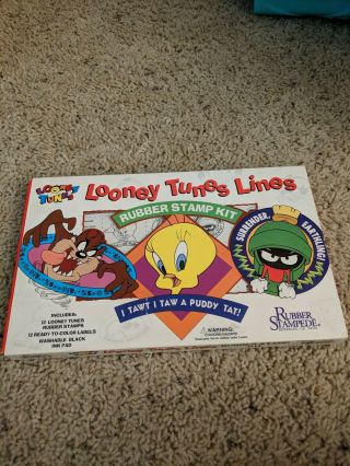 Looney Tunes Deluxe Rubber Stamp Kit Set 12 Stamps Vintage 1995