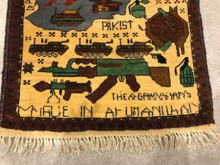 Afghanistan Baluch War Rug With Various Military Equipment 3