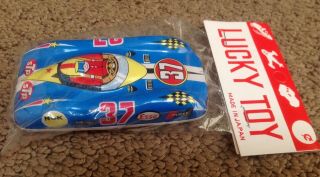 Vtg Lucky Toy Tin Litho Car,  Made In Japan,  In Package Stp Esso