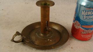 Antique 18c Brass Push Up Chamberstick Candle Holder 3