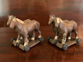 Vintage Auburn Rubber Animal Figures 2 Pairs Of Horses