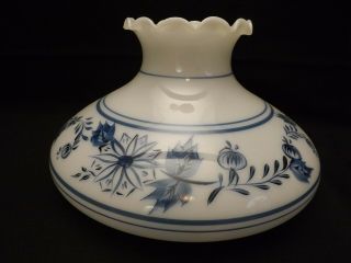 Vintage Blue Floral Oil Lamp Shade Hand Painted 10 " Fits Aladdin B & H Rayo (s5)