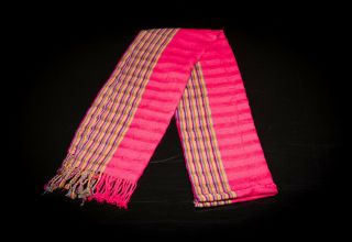 MEXICAN SHAWL / Runner Striped Fucsia Indigenous Textile 100 Cotton 2