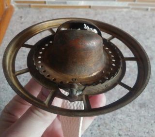 Vintage 19th C.  P&a Set Screw Oil Lamp Burner & 4 " Ring Look 2 5/8 " Lip Chimney