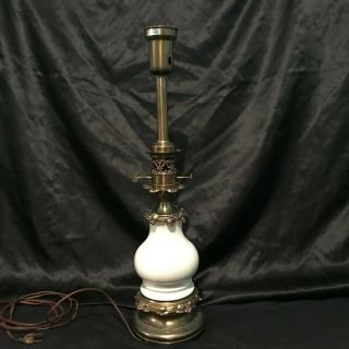 Vintage Stiffel Brass Milk Glass Table Lamp