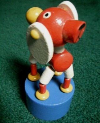 Vintage Czechoslovakia Dog Push Up Puppet All Wood Wooden Collapsible Canine Toy