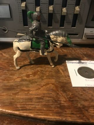 Vintage Metal Jousting Knight On Horse Moveable Arm