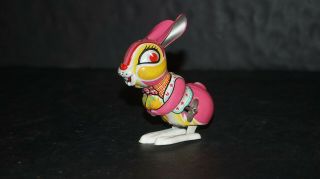 Vintage Tin Litho Wind Up Hopping Rabbit Bunny - Made In Japan