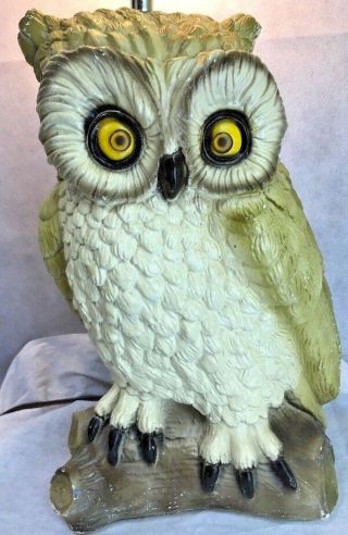 14” Vintage Owl Lamp Base Ceramic Boho Bohemian Funky Cool Tall -