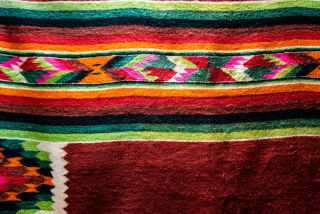 Vintage Native American Mexican Wool Woven Rug 85 
