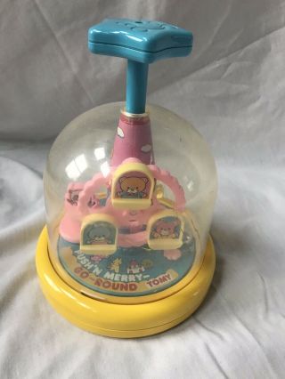 1988 Tomy Push Merry Go Round Horse Carousel Toy Bell Dings Baby Toddler Toy