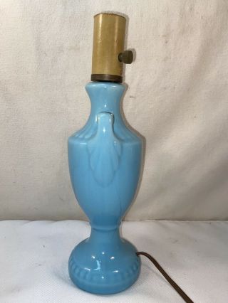 Vtg Mid - Century 1950’s Pottery Urn Art Deco Style Aqua Blue Boudoir Table Lamp 3