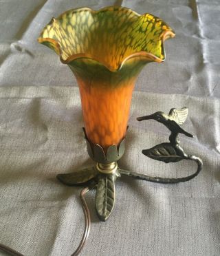 Hummingbird Tea Light Table/night Lamp Iron/metal Gold Orange Green Gift