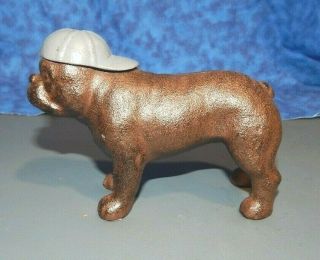 Bulldog Pit Bull Dog Cast Iron Figurine Backwards Baseball Cap Paperweight 5 " Rb