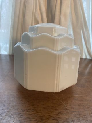 Vintage Art Deco 3 Tier Milk Glass White Skyscraper Ceiling Light Globe Shade