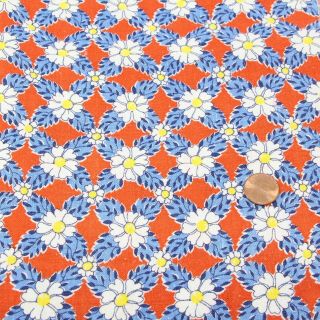 Partial Vintage Feedsack Lovely Packed DAISIES on RED 18x30 2