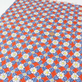 Partial Vintage Feedsack Lovely Packed DAISIES on RED 18x30 3
