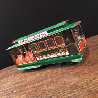 Vintage Tin Toy San Francisco Municipal Railway Cable Car 504 Friction Car