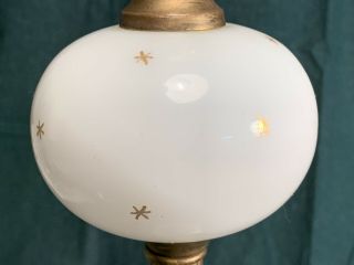 Vintage Mid Century Modern Frosted Globe Atomic Starburst Star Marble Base Lamp