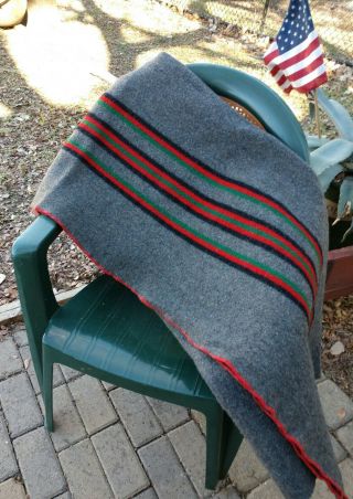 Yakima Design Striped Vintage Heavy Wool Camp Blanket 76 X 54 3