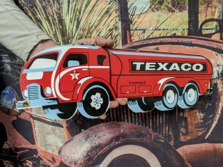 Vintage Old Texaco Motor Oils Porcelain Gas Pump Sign Advertising Gas Truck