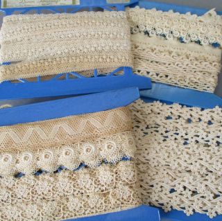 4 Bolts Vintage French Lace Guipure Embroidered Trims 7/8 " - 1 1/2 " Wide Dolls