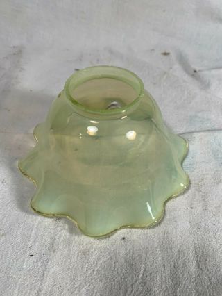 Victorian Vaseline Yellow Opalescent Glass Electric Fixture Shade C1890