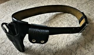 Vintage Safariland 2752 S&w Basketweave Leather Duty Belt,  340 - 2 Loader Pouch