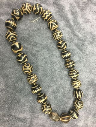 Pure 18 Inchs Long Tibetan Old Agate Dzi Round Beads Prayer Bracelet