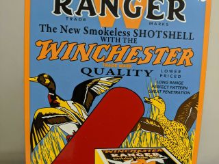 OLD VINTAGE DATED 1964 WINCHESTER RANGER AMMUNITION PORCELAIN GAS SIGN REMINGTON 3