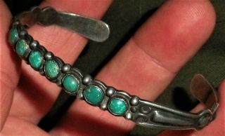 Vintage Navajo Turquoise Sterling Silver Bracelet Great Design Vafo