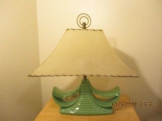 Vintage Mid Century Ceramic Table / Night Stand Lamp Fiberglass Shade