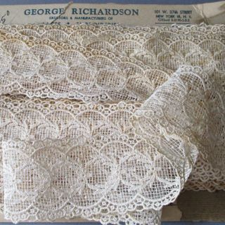 Bolt Vintage Creamy Lace Openwork Scalloped Ornaments 2.  5 " W X 12 Yds Dolls