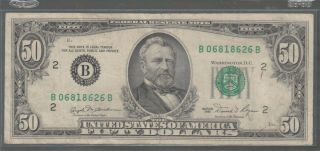 1981 (b) $50 Fifty Dollar Bill Federal Reserve Note York Vintage Money Old