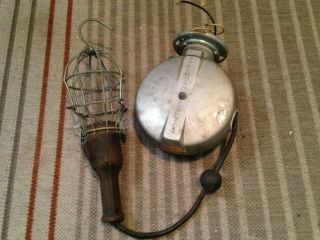 Vintage Steampunk Appleton Reelite Retractable Cord With Caged Trouble Light