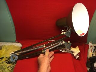 Vtg Brown Adjustable Swing Arm Drafting Industrial Portable Desk Lamp