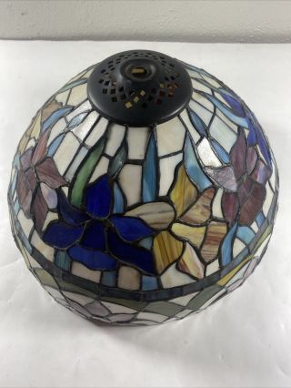 Tiffany - Style Mission Craftsman Arts & Crafts Stained Slag Glass Lamp Shade 12”