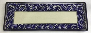 Vintage Uriarte Talavera Puebla Large Pastry Plate Platter Tray Blue