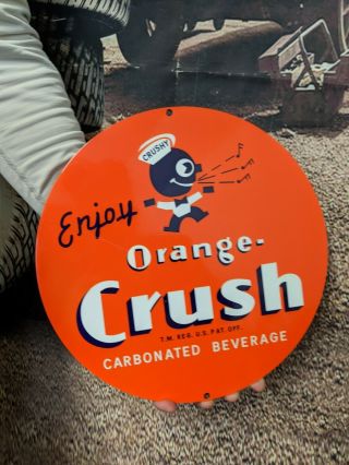 Old Vintage Orange Crush Soda Pop Porcelain Gas Pump Heavy Metal Sign Coca - Cola