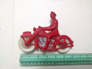 Vintage 50 60s Motorcycle Auburn Plastic Rubber Toy Red White Police Cop