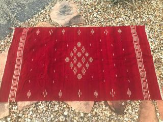 Early Mexican Fine Weave Red Wool Blanket/serape 40 " X 72 "