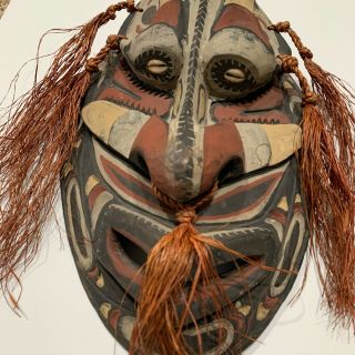 Large Tribal Mask Wooden Hand Carved Hand Painted 17” Papua Guinea