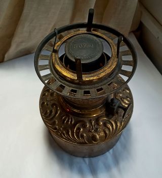 Antique Kerosene Lamp Fount Ornate Brass Victorian,  Royal Burner Pat.  1892the