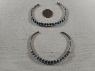 2 FRED HARVEY era silver Zuni natural turquoise row bracelets 2