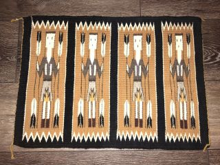 Vintage Hand Woven Wool Navajo Yei Rug