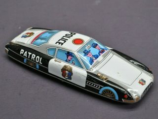 Vintage Police Patrol Pd Highway Patrol Car Made In Japan Tin Litho Friction Car