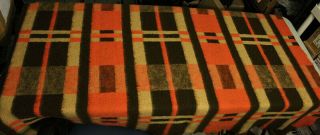 Vintage Orange & Brown Wool Blanket