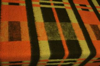Vintage Orange & Brown Wool Blanket 2