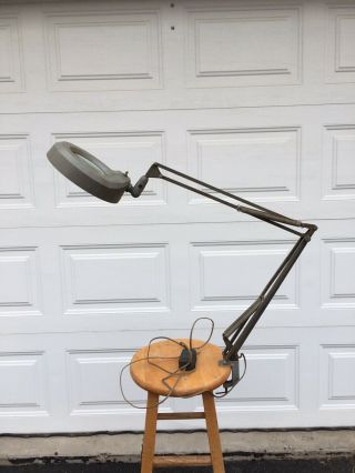 Vintage Luxo Magnifier Articulating Spring Arm Work Hobby Table Lamp Clamp - On