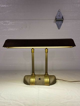 Vintage Art Deco Fluorescent Desk Lamp.  Brass,  Mid Century Modern